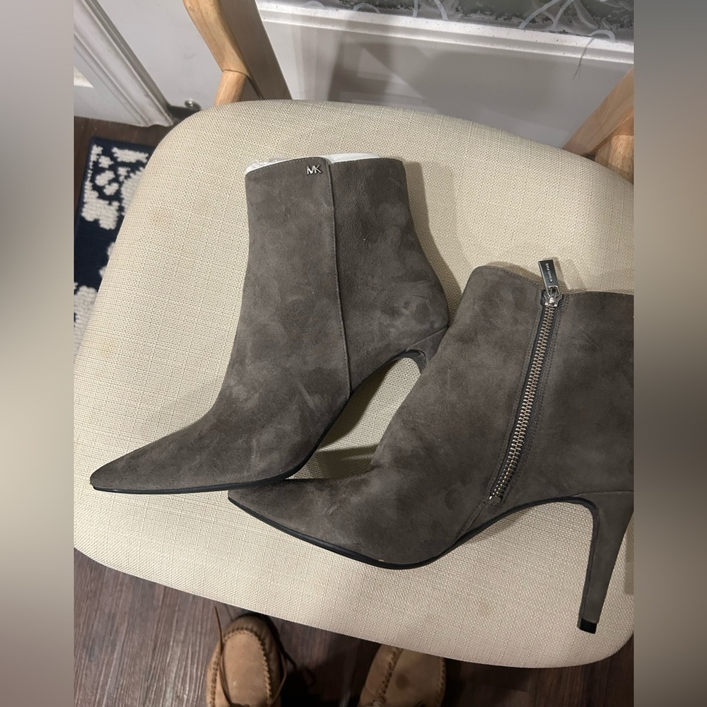 Michael Kors Taupe Suede Ankle Booties - Picture 3 of 5